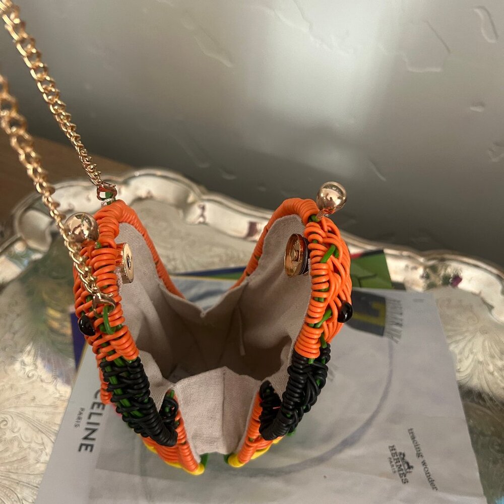 Tommy Bahama Colorful Novelty Wicker Parrot Macaw Purse Bag Clutch - Picture 4 of 6